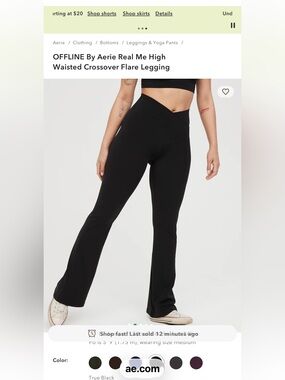 Aerie High-rise Crossover Black Flare Leg Medium Long Offline Pants. Brand New.